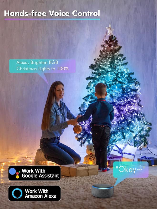 BrizLabs Smart Fairy Lights, 33ft 100 LED Color Changing Fairy Lights Work - Image 4