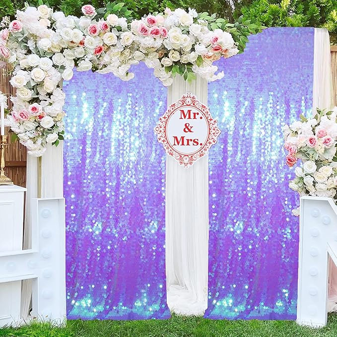 JYFLZQ Lavender Payette Sequin Backdrop Curtains 8ft x 8ft Glitter Shimmer - Image 7
