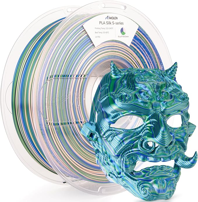 AMOLEN Silk PLA 3D Printer Filament, Shiny Multicolor Rainbow PLA Filament by AMOLEN