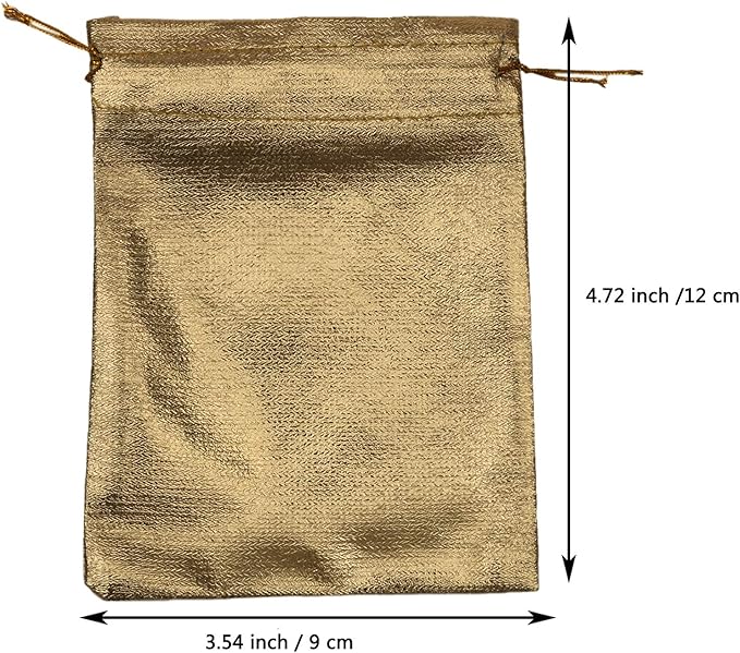 Pack of 100 3.54"x4.72" Heavy Duty Gold Drawstring Organza Jewelry Pouches - Image 6