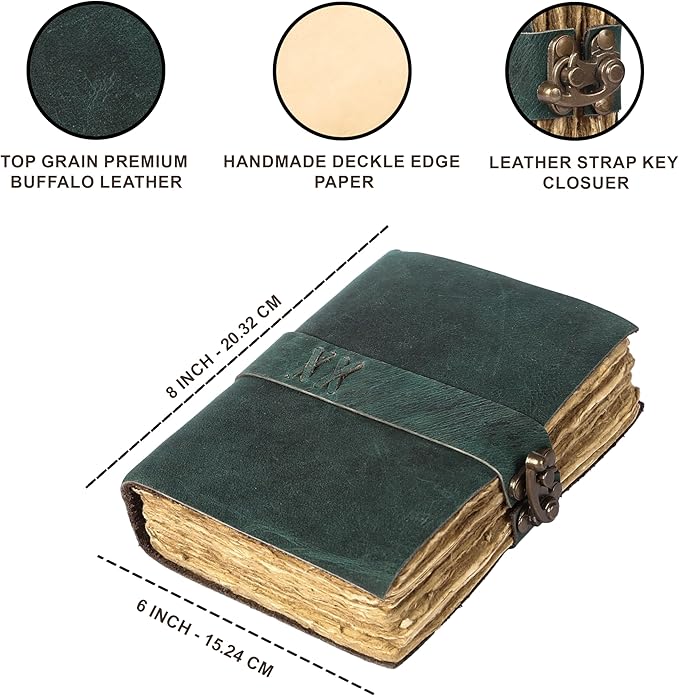 Vintage Leather Journal Handmade Buffalo Non-Refillable Deckle Edge Paper – - Image 7
