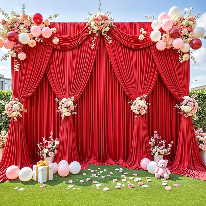20ft x 12ft Red Backdrop Curtains Wrinkle Free Backdrop Curtain - Image 4