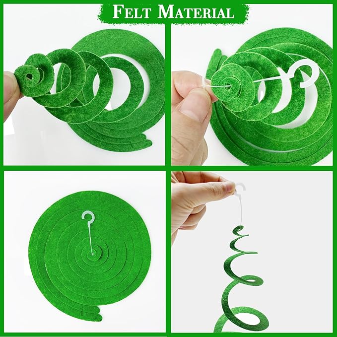 36 Pcs Rainbow Hanging Swirl Decorations Colorful Felt Swirl Streamer Spiral - Image 3