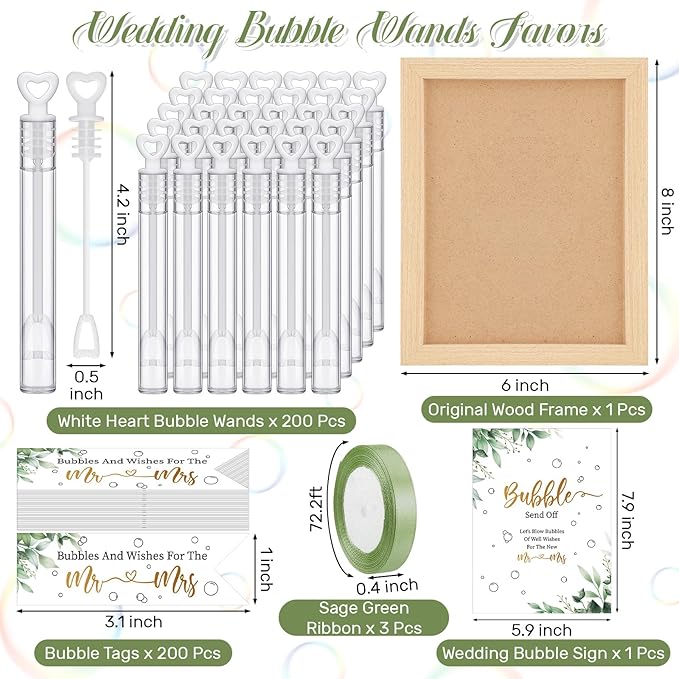 405 Pcs Wedding Bubbles Wands Set Include Heart Bubble Wands Bubbles Send Off - Image 3
