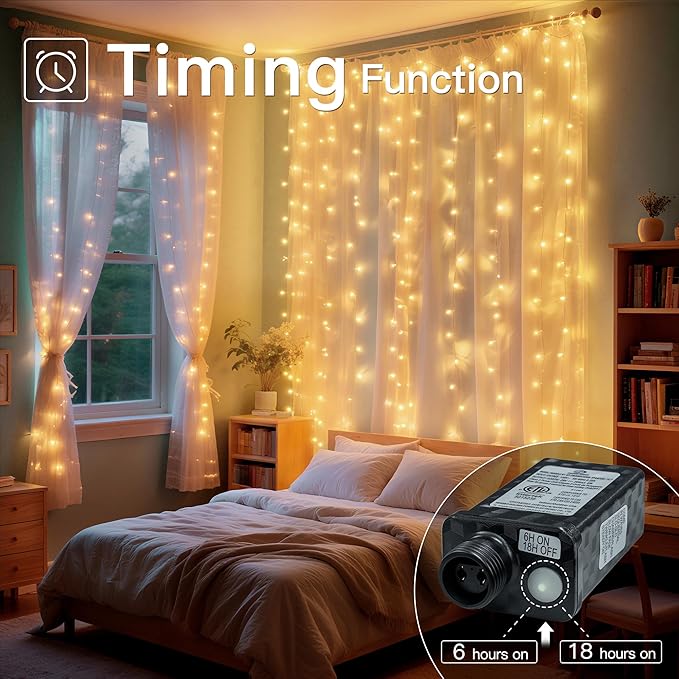 Connectable Warm White String Lights Indoor Bedroom, 8 Modes Christmas String - Image 9