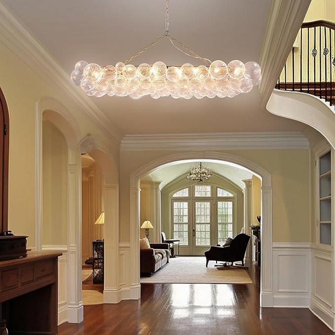 Nordic Bubble Ball Swirled Glass Chandelier, 62 inch Long Rectangular - Image 9