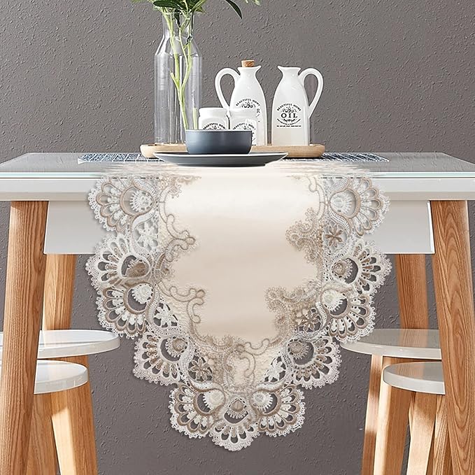 Vintage Lace Dining Table Runner, Small Macrame Coffee Table Runners 48 inches by Fhberni