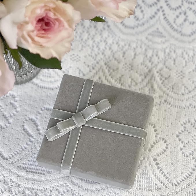 Vintage Silver Velvet Ribbon, 3/8 Inch X 25Yd - Image 7