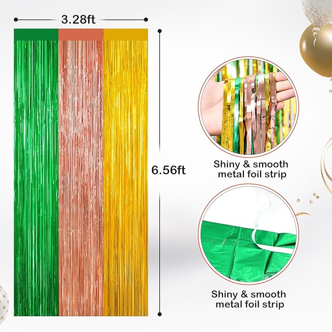 2 Pack Metallic Tinsel Foil Fringe Curtains, Door Streamers Photo Booth Backdrop - Image 2