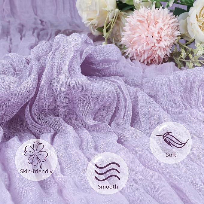 6 Pack Lilac Purple Table Runner 10ft Boho Gauze Fabric Cheesecloth Table - Image 4