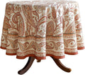 ISAENNE Designer French Red Round Square Tablecloth, Linen Table Cloth by Isaennehomedecoration