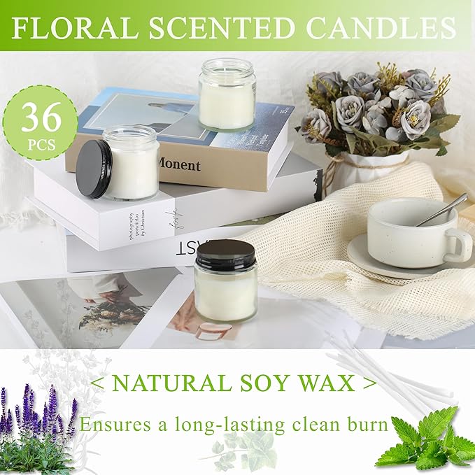 ACITHGL 36 Pcs 4oz Mini Mason Jar Candles Small Scented Candles Bulk - Image 4