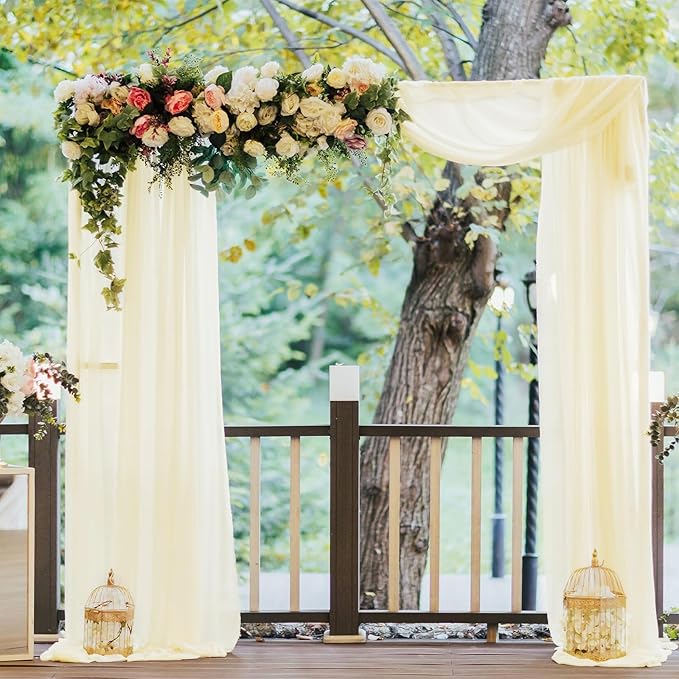 VOK Wedding Arch Draping Fabric Chiffon Fabric, 29in x 18Ft 2 Panels Sheer - Image 7