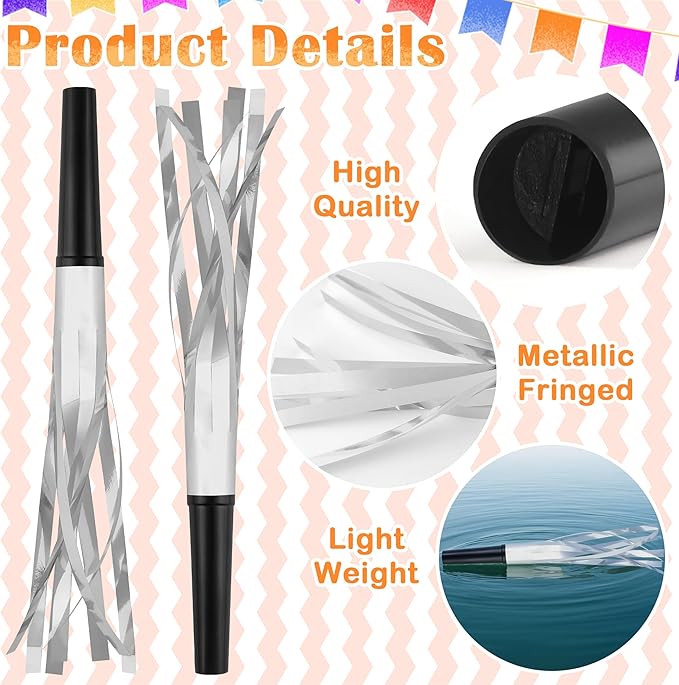 24 PC Silver Party Favors Party Blowers - Image 3