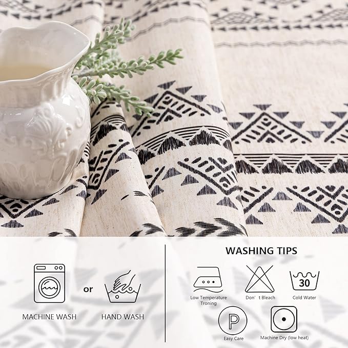 MYSKY HOME 60x84 Boho Rectangle Tablecloth Linen Farmhouse Tablecloth - Image 4