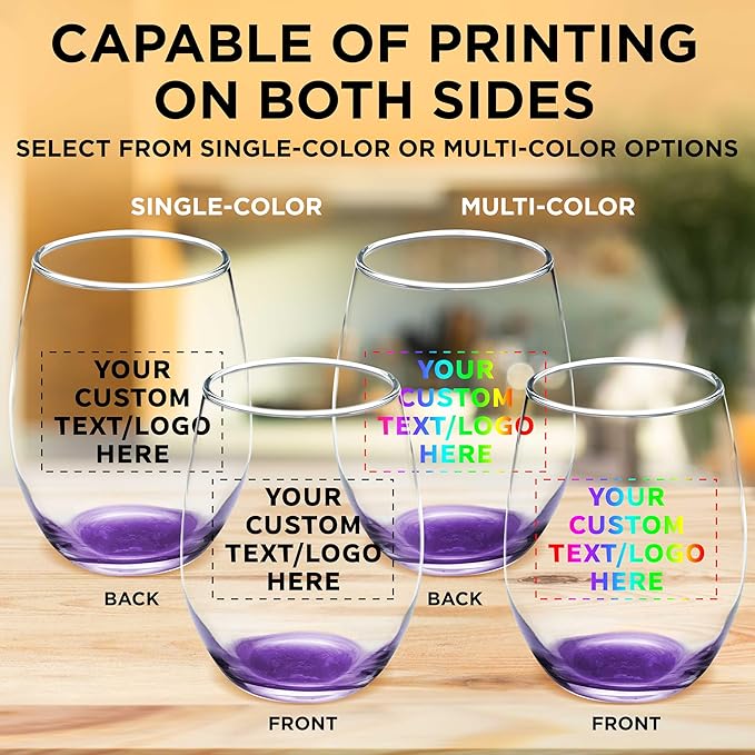 Custom Stemless Wine Glass 9 oz. Set of 10, Personalized Bulk Pack - Image 6
