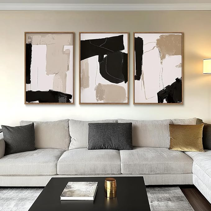 myusuar 3 Piece Large Modern Abstract Canvas Framed Wall Art - Image 3