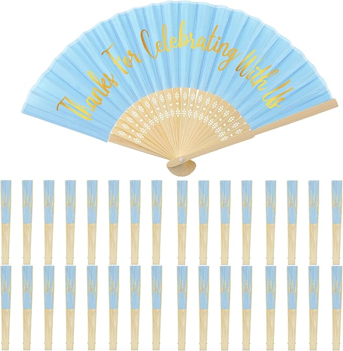 Jetec 50 Pcs Wedding Fans for Guests Bulk Silk Hand Fans Handheld Folded Thank by Jetec