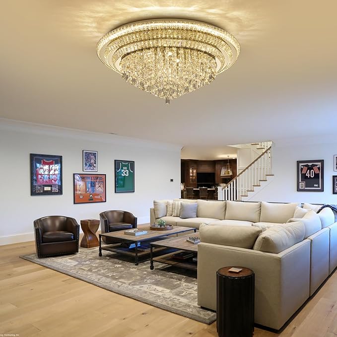 40 inch Crystal Gold Ceiling-Light Flush Mount - Image 5