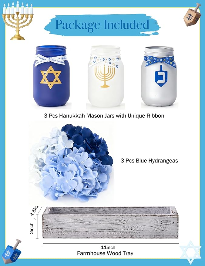 Hanukkah Decorations for Home, Chanukah Table Decor - Image 2