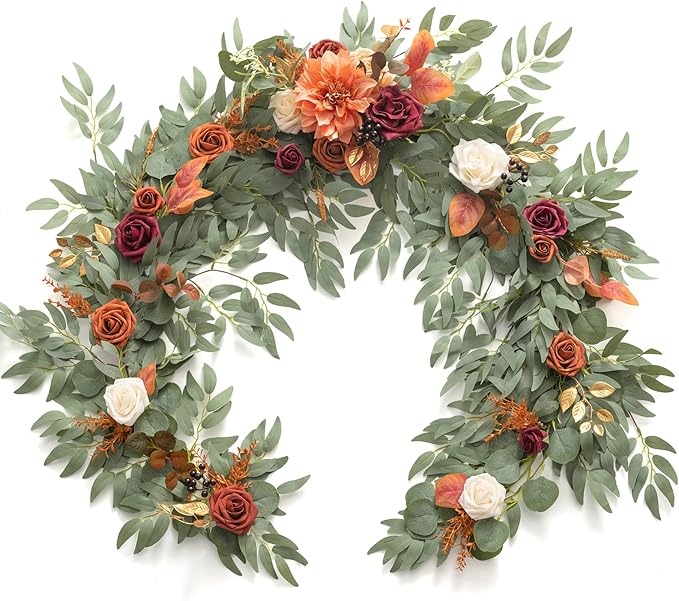 Ling's Moment Terracotta Flower Garland - 6FT Eucalyptus & Rose - Sweetheart by LingsMoment