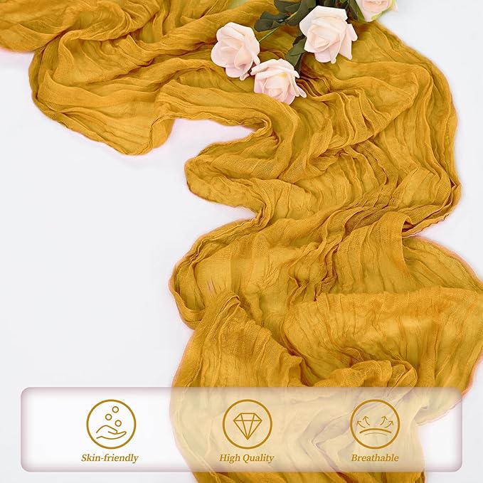 20 Pack Mustard 10FT Cheesecloth Table Runner Rustic Gauze Fabric Cheese Cloth - Image 5