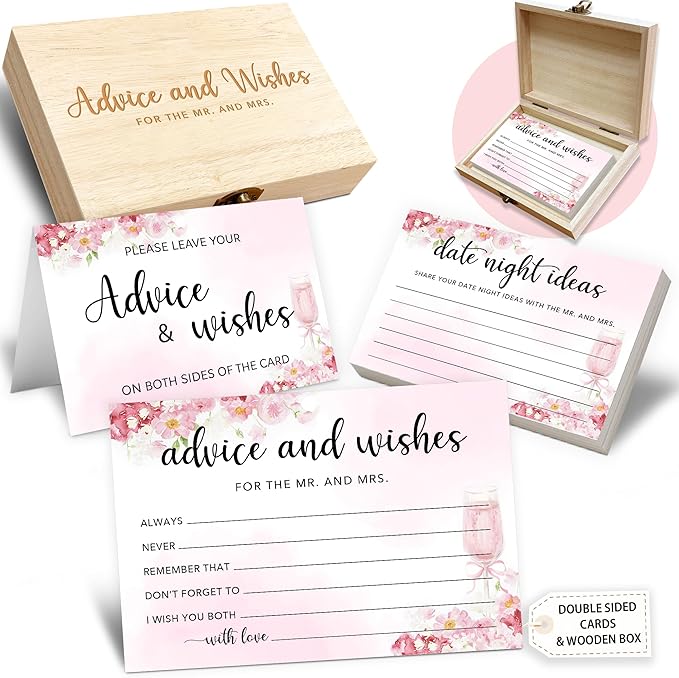 50 Pcs Advice and Wishes for the Mr and Mrs Cards in Box by CrocothemisArt