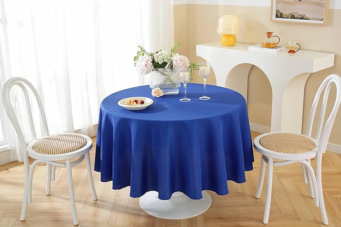 Craft And Party Round Tablecloth, 120 Inch Royal Blue Tablecloth, Polyester - Image 4