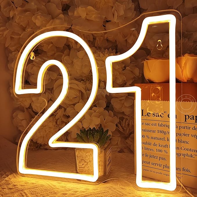 SYLHOME 21 Twenty one Led Neon Light Sign 21th Happy Birthday Party Anniversary - Image 4