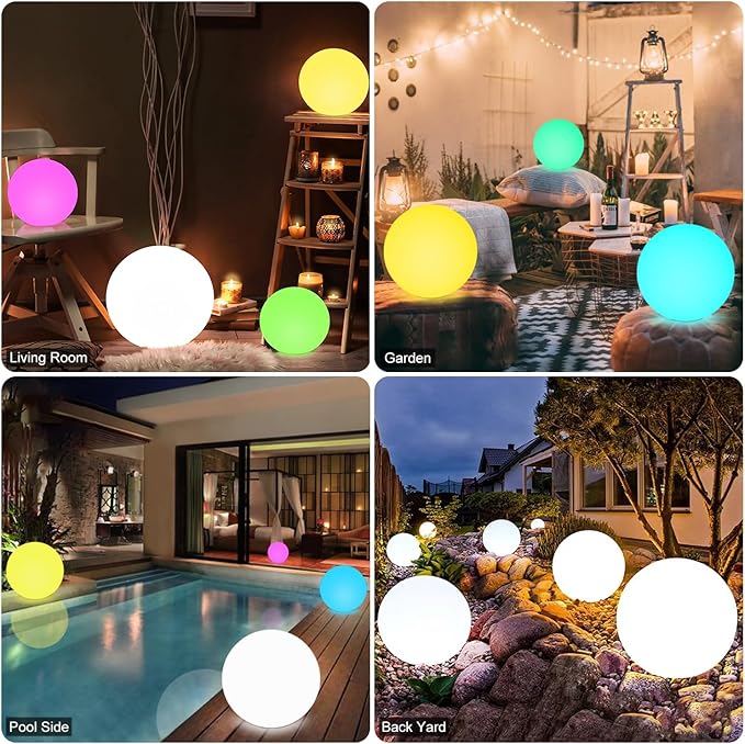 12-in LED Globe Orb Lamp, Dimmable RGB Color Changing Glowing Orb Lights - Image 7