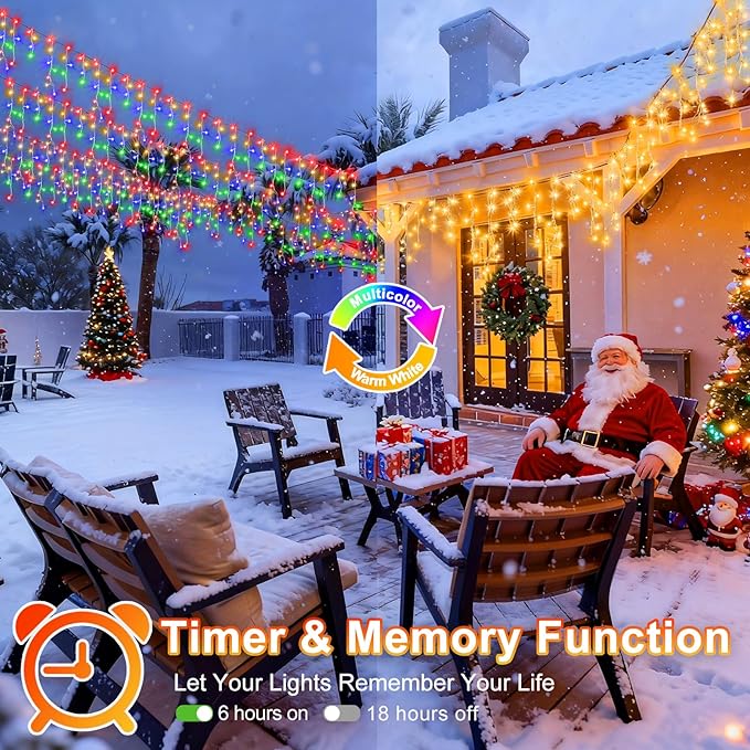 KNONEW Christmas Lights Outdoor Color Changing 400 LED 33ft 11 Modes Curtain - Image 6