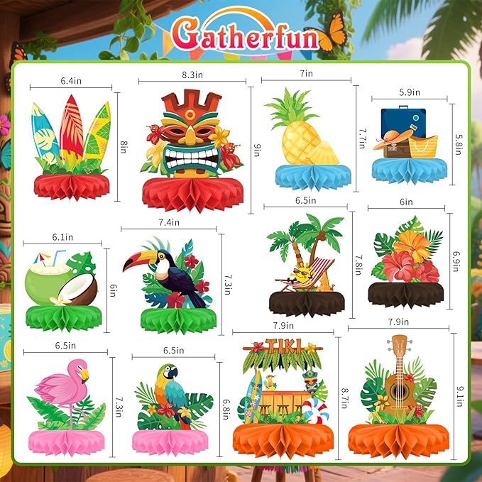 Hawaiian Luau Party Decorations Set: Aloha Theme Table Decoration - Image 2