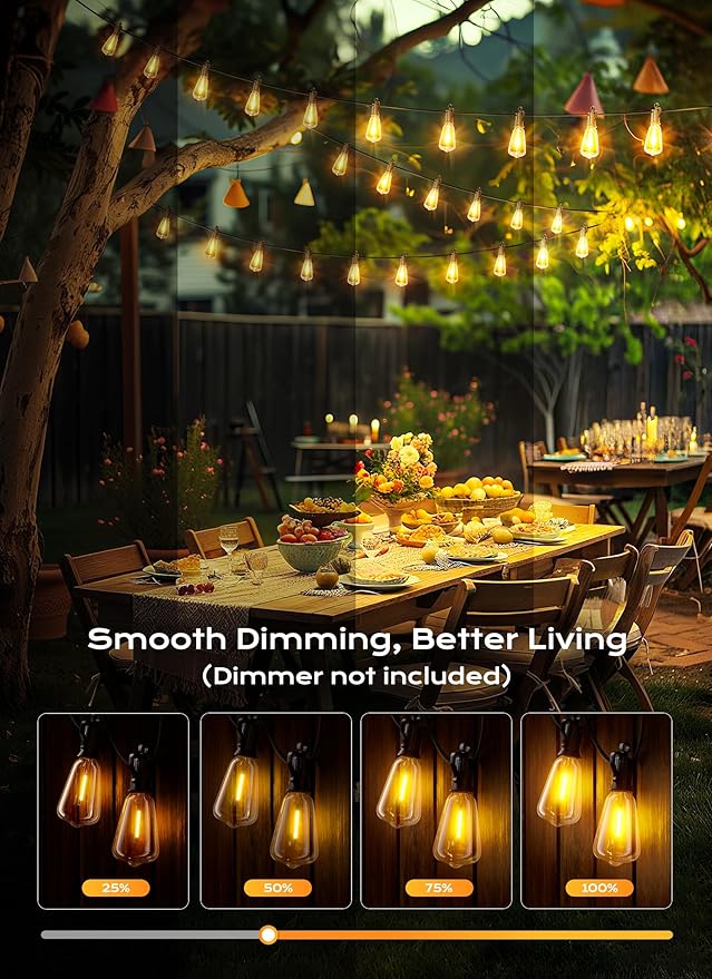 Brightown Outdoor String Lights, 50FT 18+1 LED ST38 LED Patio Lights - Image 4