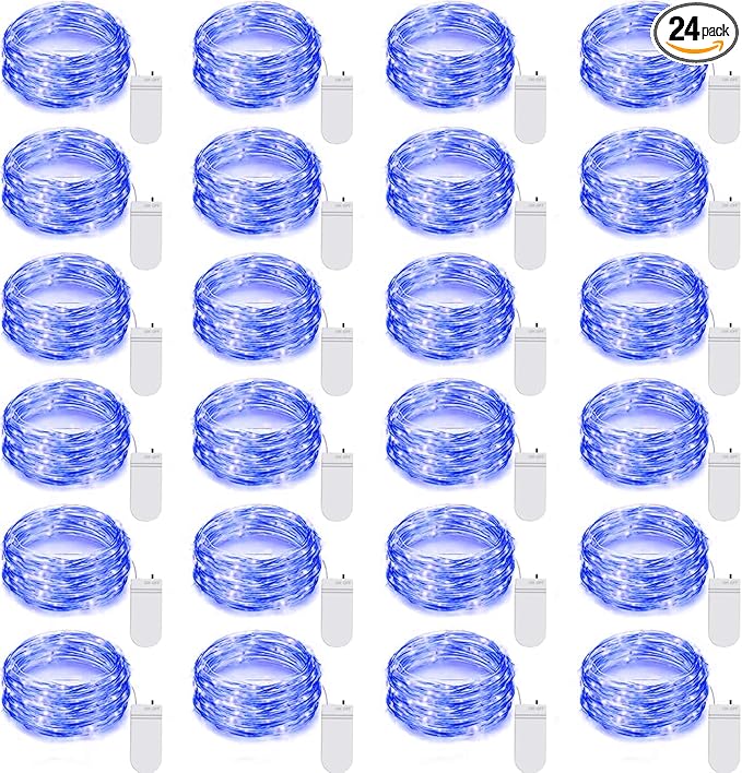 24 Pack LED Fairy Lights Battery Operated 7Ft 20Led Mini String Lights by Ineximun