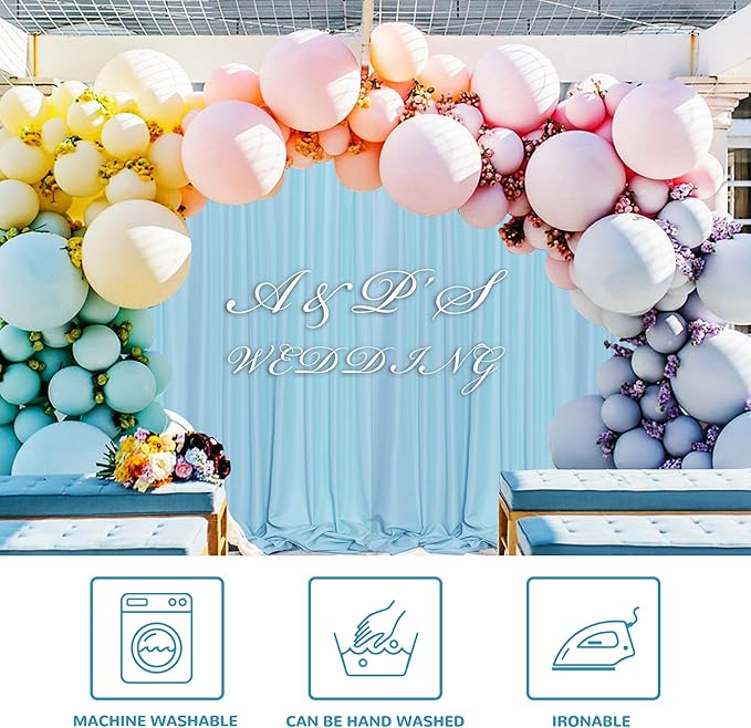 MEETSKY Baby Blue Backdrop Curtain - Image 3