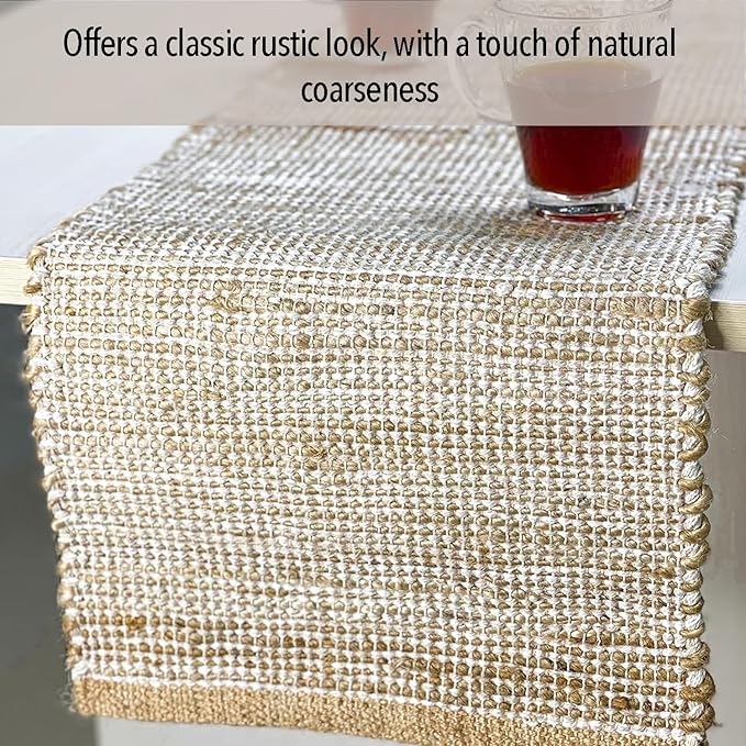 Chardin home Natural Jute Table Runner 13x108 Inch – Vintage Boho Rustic Table - Image 5