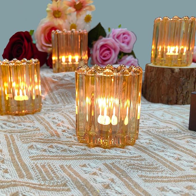 GOLDEAL 12Pcs Gold Glass Votive Candle Holders Tealight Holders Decorative - Image 4