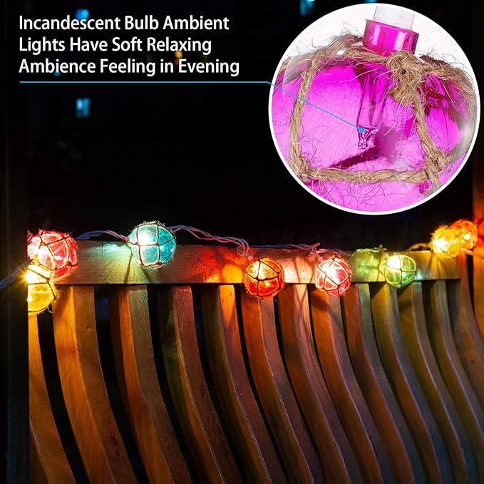 Nautical Fishing Float String Lights, Beach Themed Buoy Lights Set of 10 - Image 3