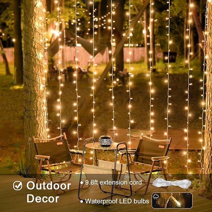 JMEXSUSS 600 LED Christmas Curtain Lights Outdoor, 9.5x19.6ft Christmas String - Image 2