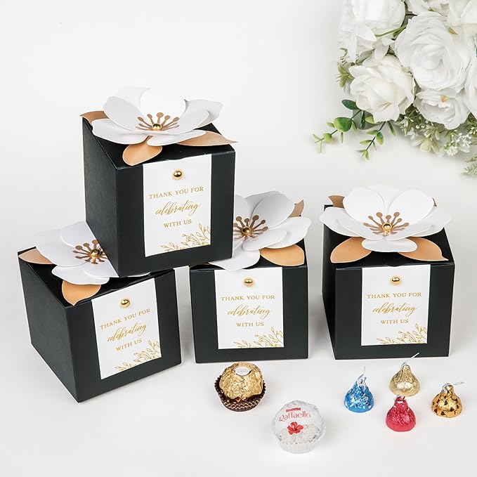 FEIYI 20 PCS Black Gift Boxes, 3 In 1 Favor Boxes - Image 3