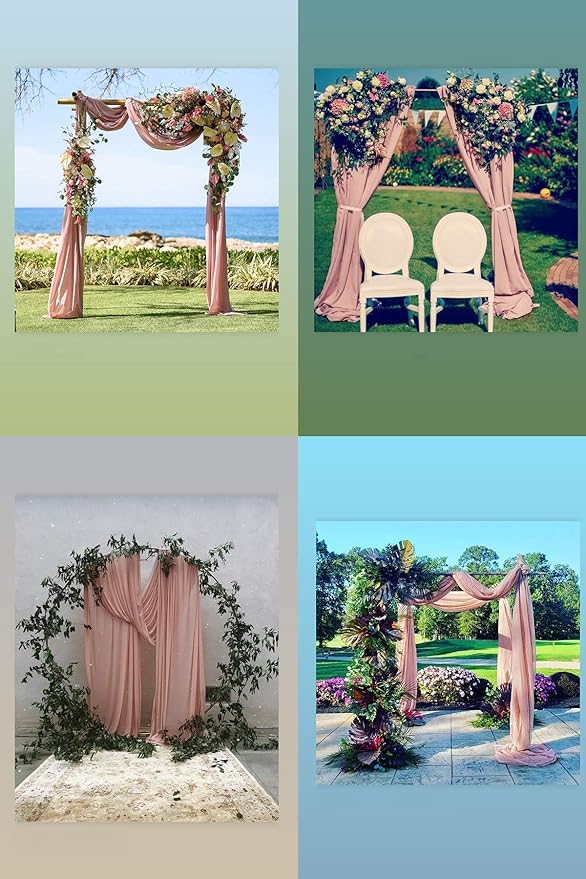 Socomi Wedding Arch Draping Fabric 1 Panel 29" x 19Ft Dusty Rose Sheer Chiffon - Image 5