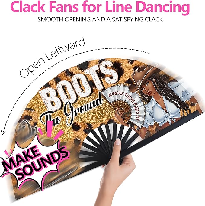 Boots On The Ground Hand Fan, Where Them Fans At Folding Fans, Clapping - Image 2