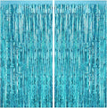 CANREVEL 2 Pack 3.3x8.2 Feet Light Blue Foil Fringe Backdrop Curtains, Tinsel by CANREVEL