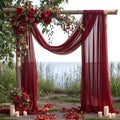 Wedding Arch Draping Fabric, 2 Panels 18FT Burgundy Sheer Backdrop Curtain by Partisky