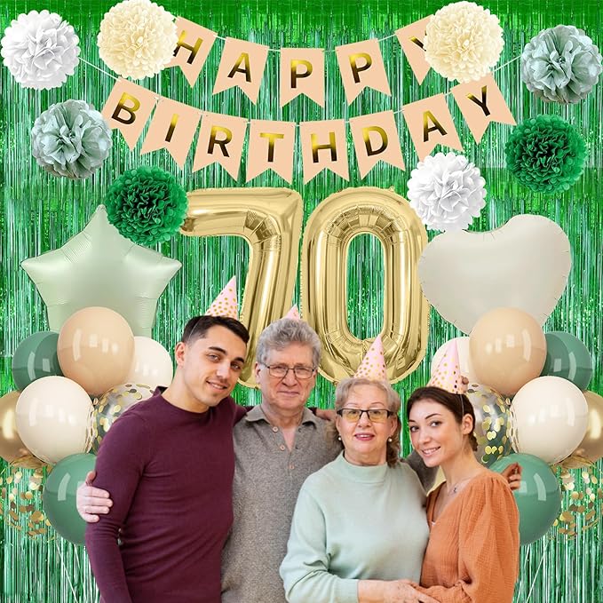 Sage Green 70th Birthday Decorations - Image 3