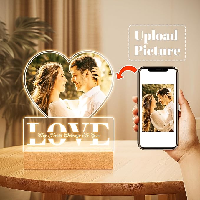 Custom Picture Frames with Photo, Personalized Photo Frame with Night Light - Image 2