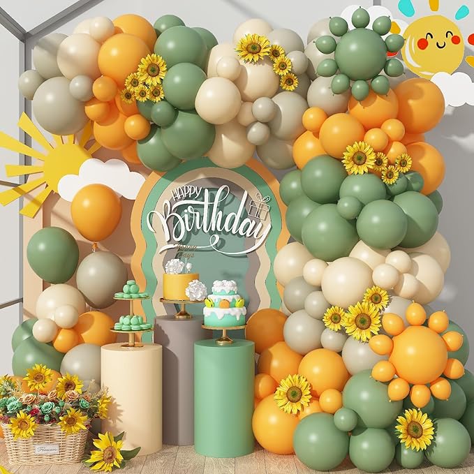 Green and Yellow Balloon Arch Kit 111Pcs Sage Green Mustard Yellow Balloons by Domgoge