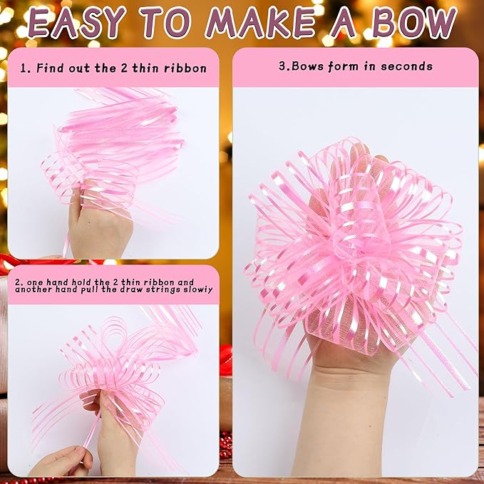 12 Pieces Large Organza Pull Bows, 6 Inches Pull Bows - Image 3
