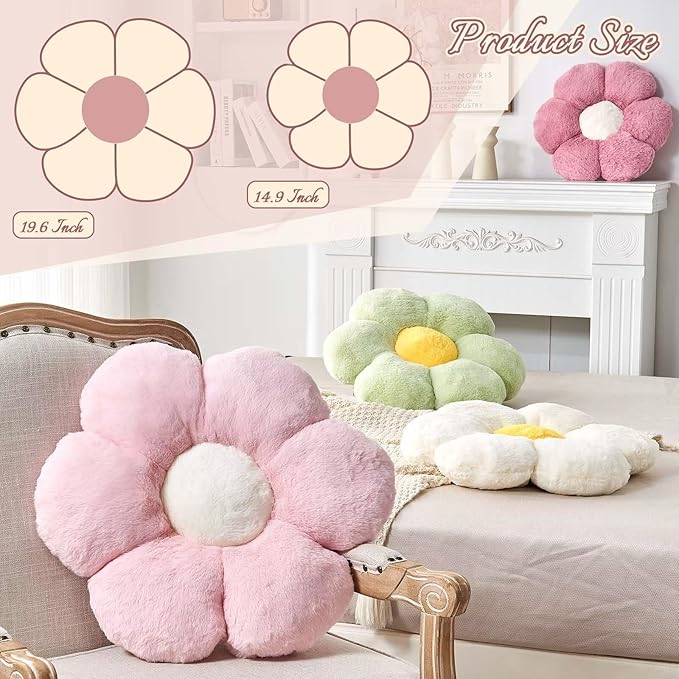 Pink Flower Pillow, Cute Decorative Flower Shaped Throw Pillow - Image 2