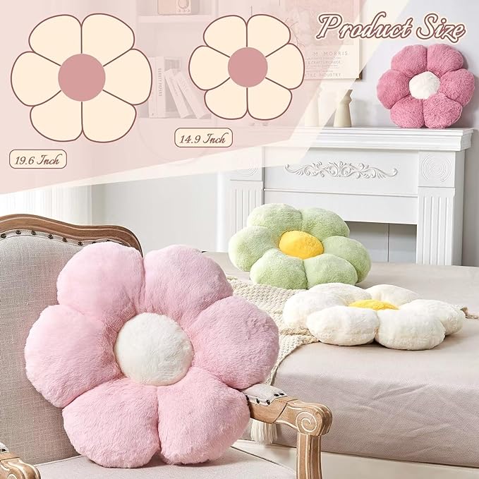 Dusty Rose Flower Pillow, Cute Decorative Flower Shaped Throw Pillow - Image 2
